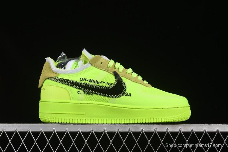 Nike Off White x Air Force 1 Low OW Collaboration Transparent Yellow Sneakers - AO4606-700