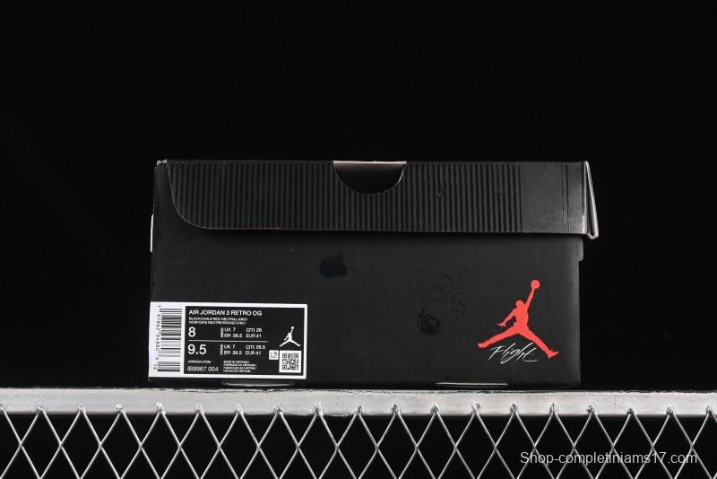 Nike Air Jordan 3 Retro OG Rare Air Sneakers with Small Reverse Swoosh - IB8967-004