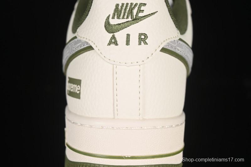 Nike Air Force 1 '07 Low Supreme Collaboration Military Green Multi Swoosh Casual Sneakers - XX3168-148