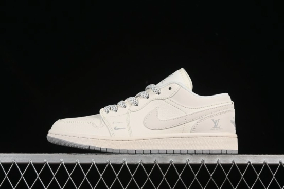 Nike Air Jordan 1 Low LV Collaboration Classic Beige Grey High-End Custom Retro Basketball Shoes - XX3168-169