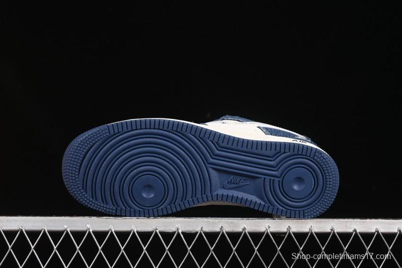 Nike Air Force 1'07 Low LV Collaboration Dark Blue Checkerboard Casual Sneakers - XS1958-551