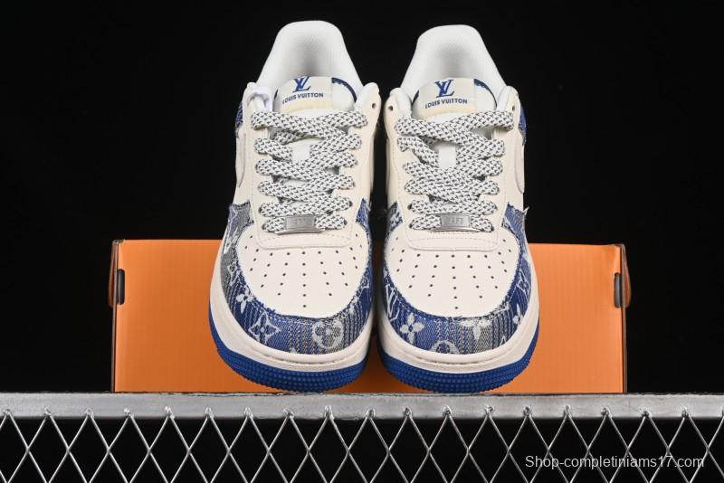 Nike Air Force 1 '07 Low Stussy Collaboration Gradient Denim Casual Sneakers - XS1958-586