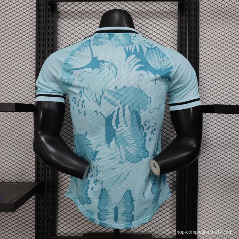 Player Version 2025 Algeria Light Blue with Tropical Leaves Pattern Jersey