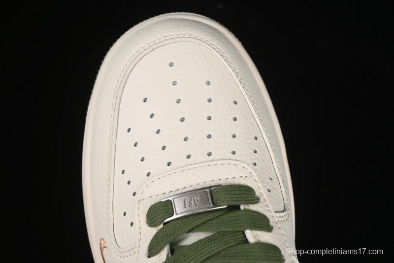 Nike Air Force 1 '07 Low Stussy Collaboration Green Swoosh Gold Embroidery Casual Sneakers - XX3168-151