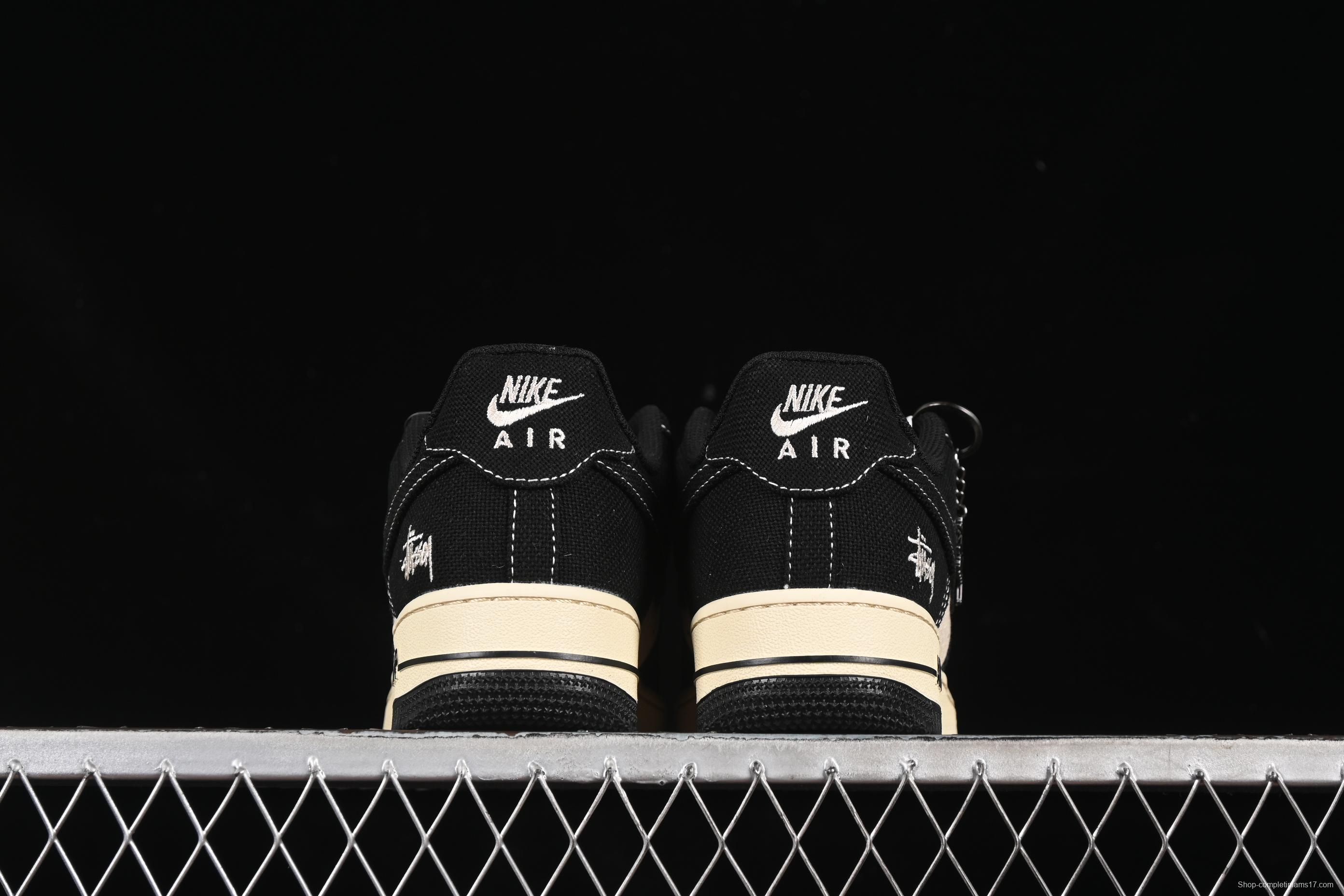 Nike Air Force 1 '07 Low Stussy Collaboration Beige Black Hemp Low-Top Casual Sneakers - XX3168-156