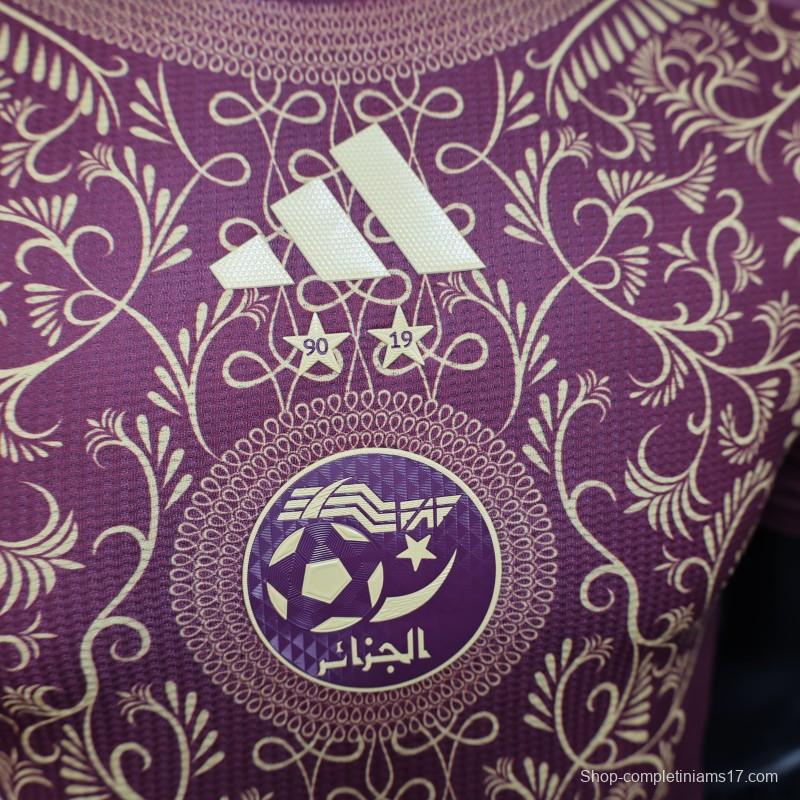 Player Version 2025 Algeria Burgundy with Gold Ornamental Pattern Jersey