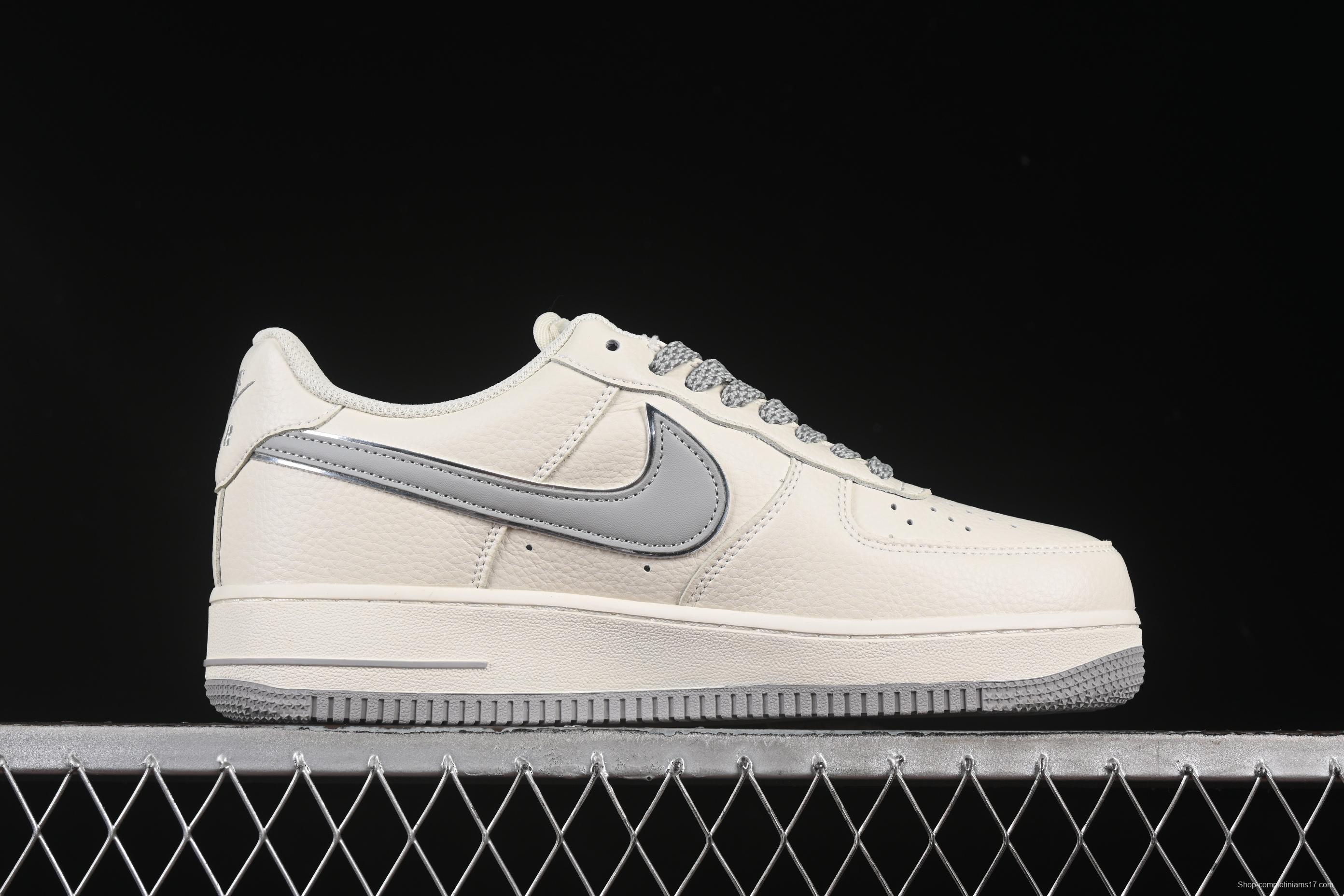 Nike Air Force 1 '07 Low Dream White Grey Swoosh Casual Sneakers - DR2024-106