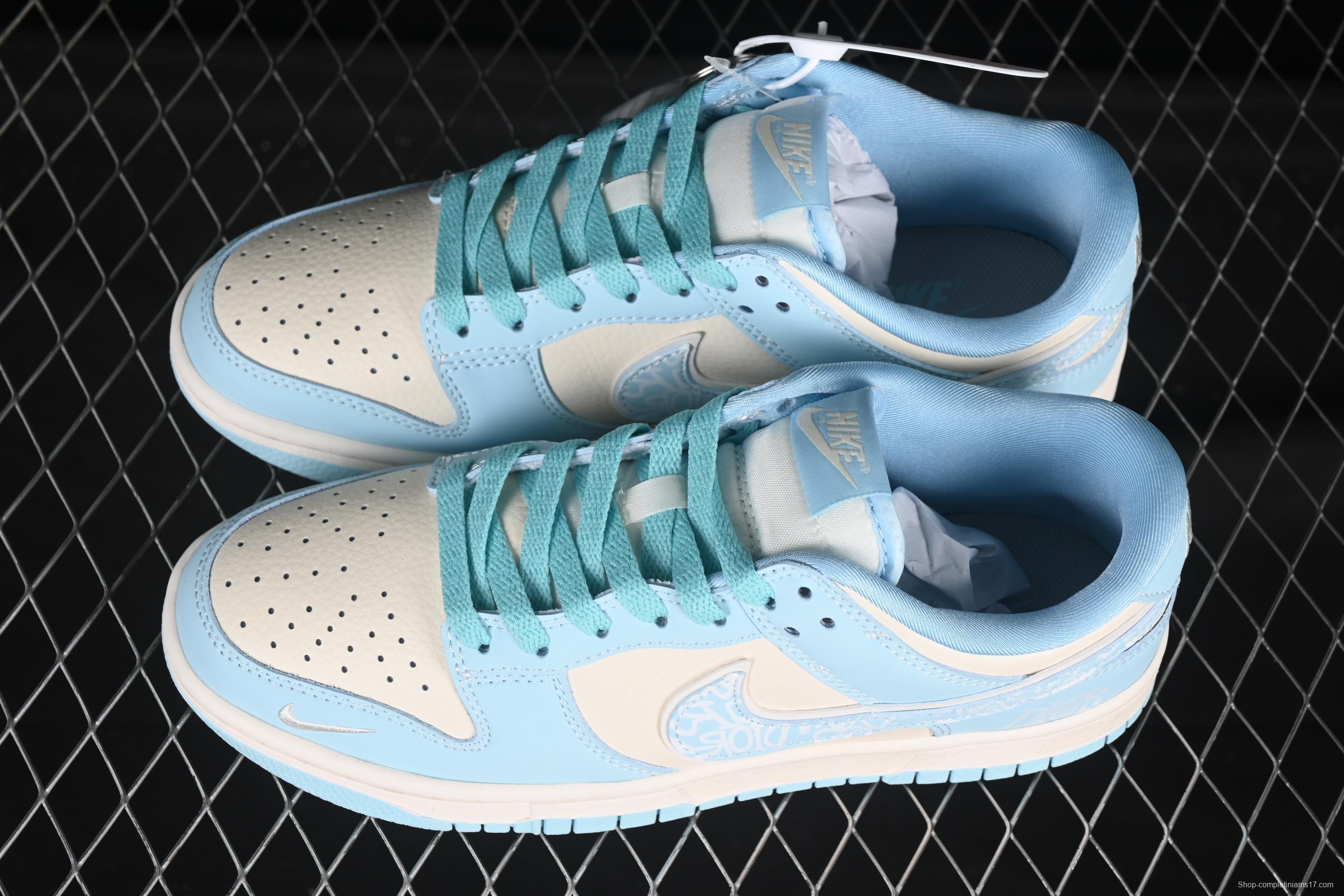 Nike SB Dunk Low Dior Collaboration Graffiti Blue Swoosh Anniversary Custom Low-Top Casual Skate Shoes - KK1333-037