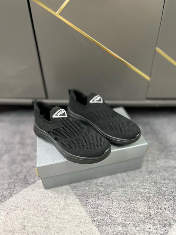 2024 Men Prada Black Knit Sneaker MJ00230