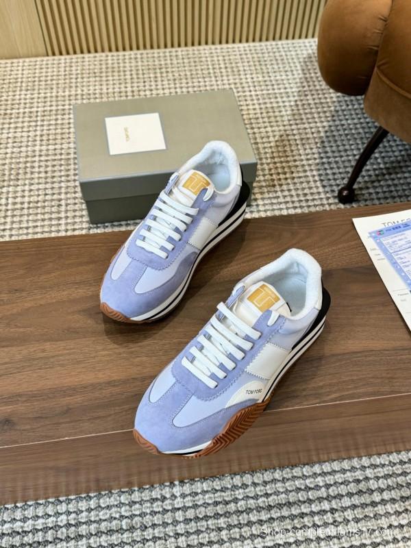 2025 Unisex TOM FORD Blue White Black Leather Suede Sneakers LY00360(LY00370)