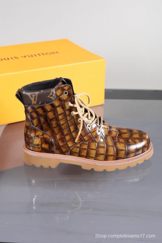 2024 Men Louis Vuitton Brown Leather Casual High-top MJ00470