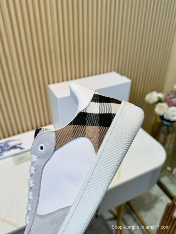 2024 Men Burberry White Beige Classic Cotton Casual Shoes MJ00320