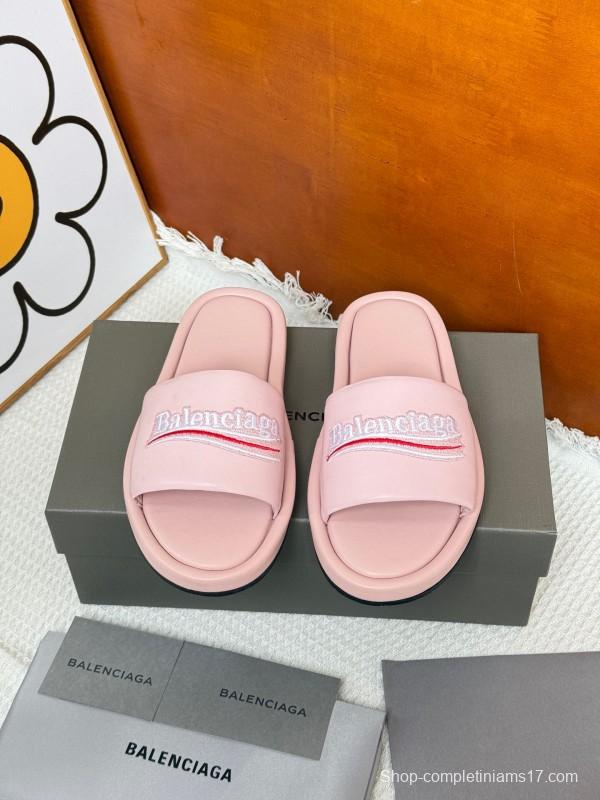 2025 Balenciaga Pink Rubber Slippers