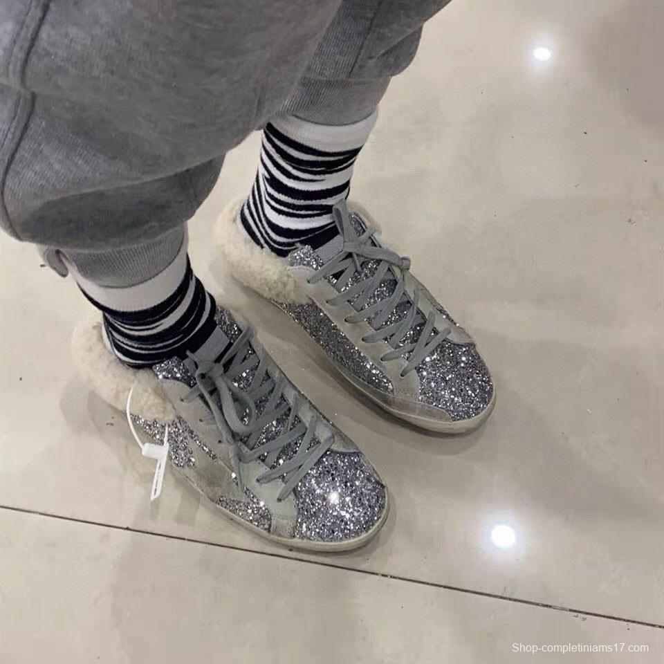 2024 Slippers GGDB Silver Shearling Slippers MJ00280