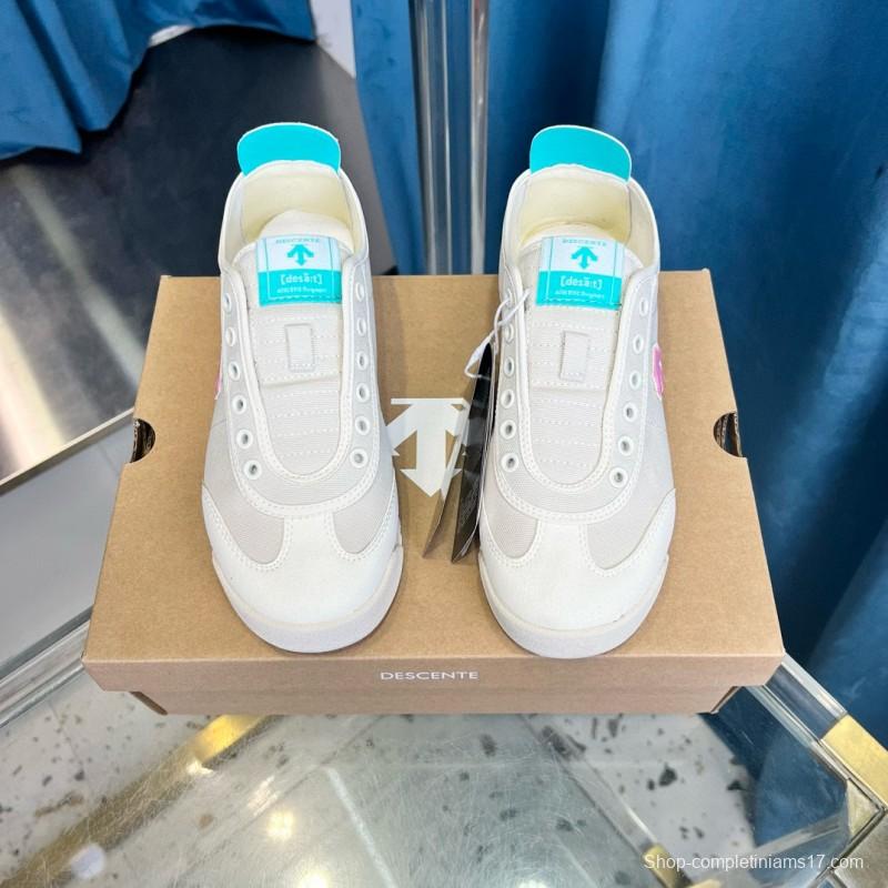 2024 Unisex DESCENTE迪桑特 White Pink Canvas Sneakers