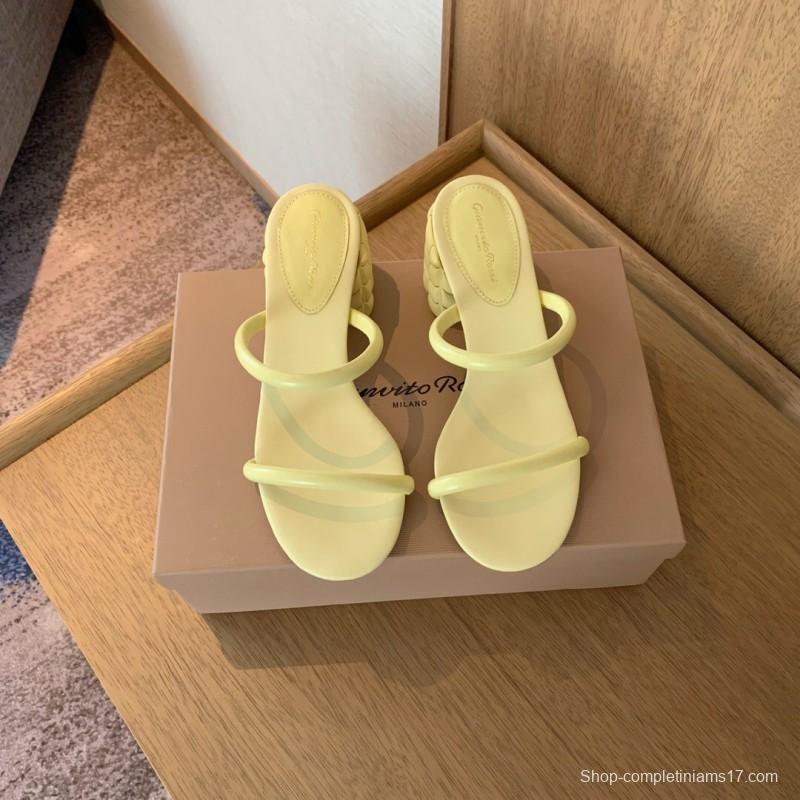 2025 Women Gianvito Rossi Yellow Leather Sandals