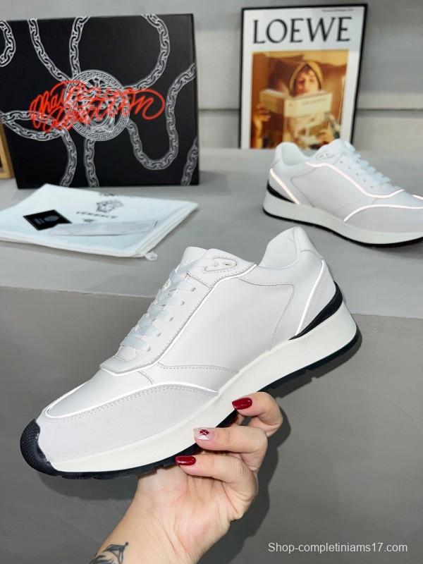 2025 Men VERSACE White Grey Leather Suede Sneakers LY00320