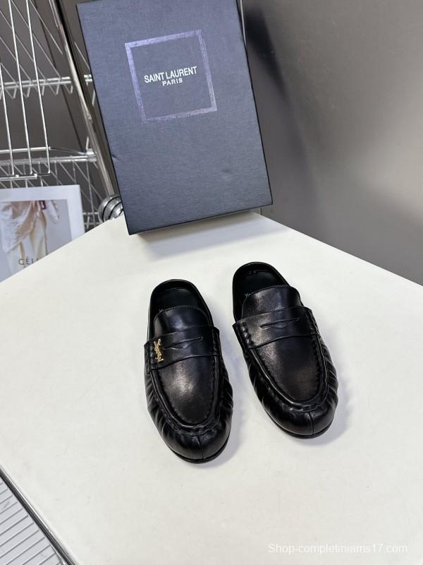 2025 Women Yves Saint Laurent Black Calfskin Loafer KFY00330