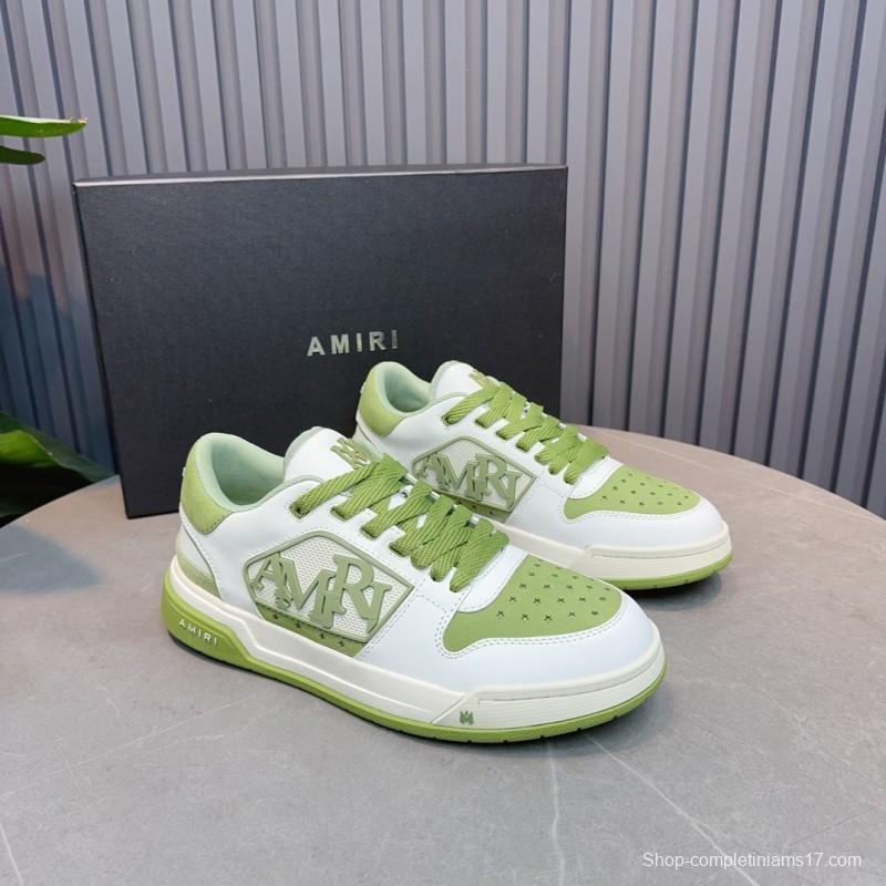 2025 Unisex Amiri Green White Leather Sneakers MJ00360