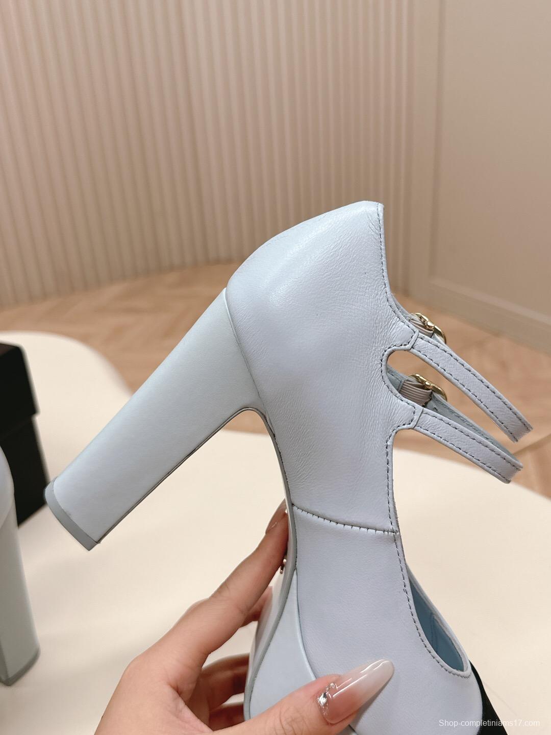 2025 Women Chanel White Black Leather Platform Mary Jane Shoes