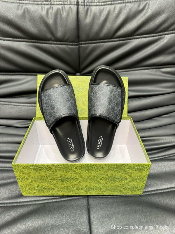 2024 Slippers Gucci Black Fabric Slippers MJ00200