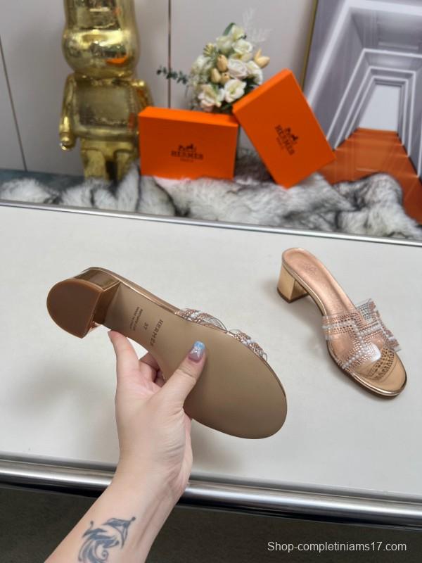 2025 Hermès Beige Leather Slippers MJ00180