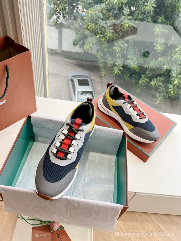 2024 Unisex Le Parmentier Yellow Navy Grey Knit Sneakers Top Version MJ00340