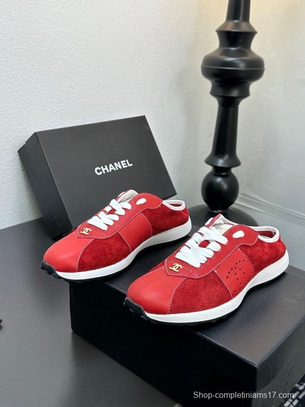 2025 Women Chanel Red Leather Casual Sneakers Fashion Craft LY00360(F)