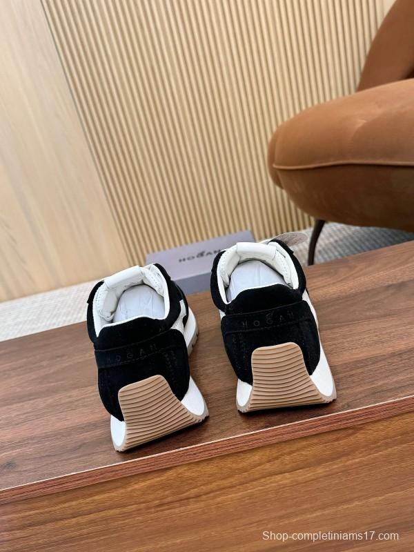 2025 Unisex HOGAN Black White Suede Leather Sneakers