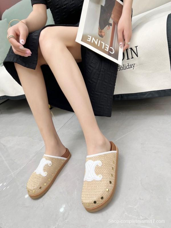 2025 CELINE Beige Leather Slippers LY00241