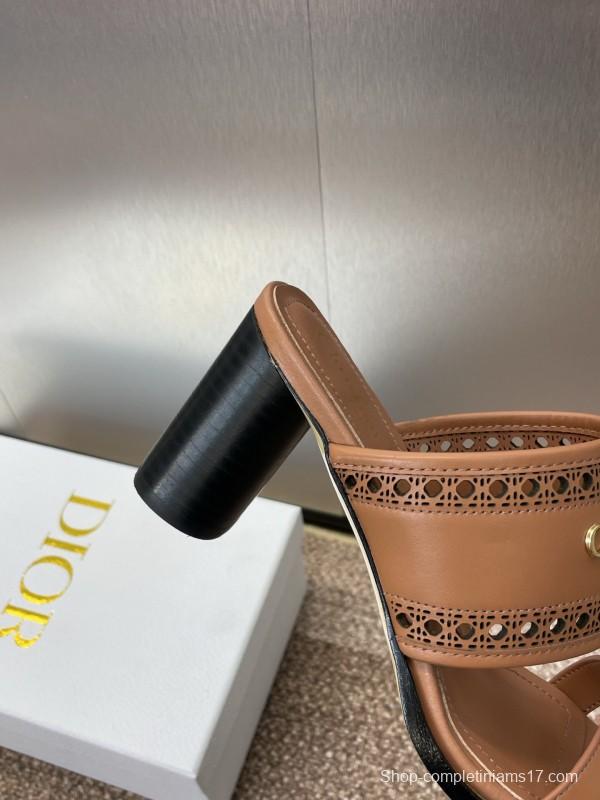 2025 Women Dior Brown Leather Sandals