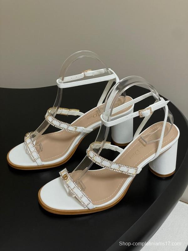Dior D-lssime Heeled Sandals with Crystal Embellishments and Cross Straps - 2025SS