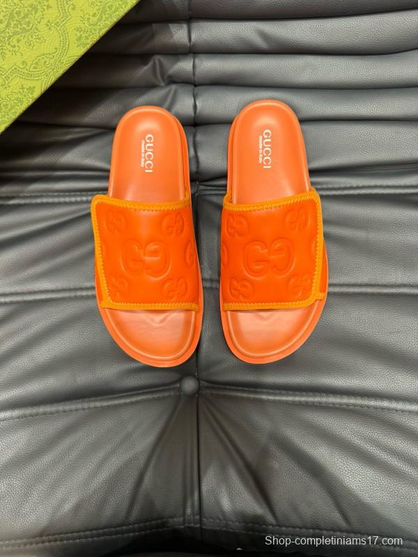 2024 GUCCI orange leather slippers MJ00200
