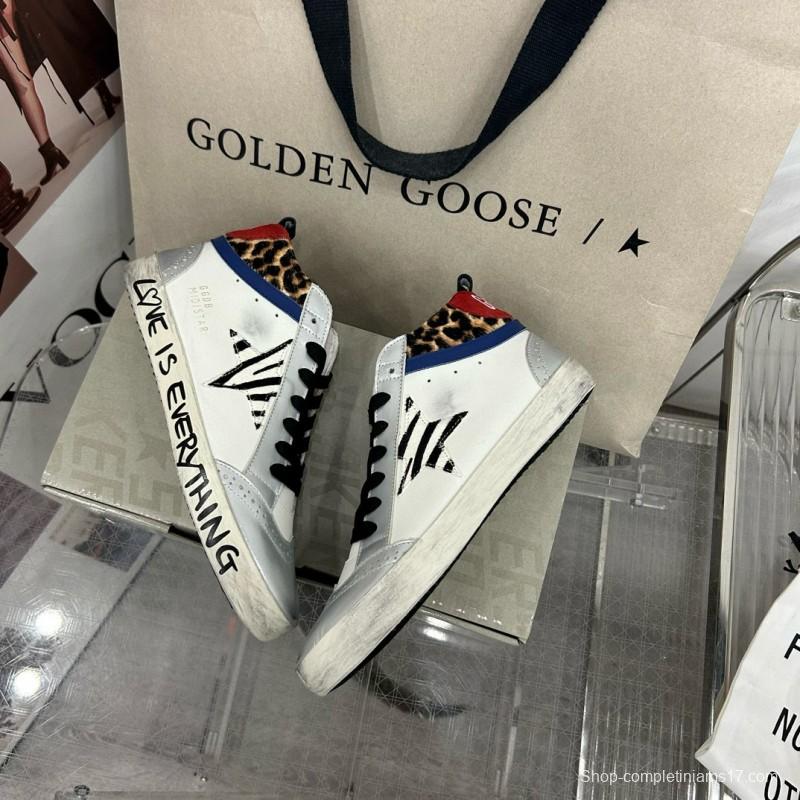2024 Unisex GGDB White Leopard Blue Leather Suede High-Top Sneakers MJ00300