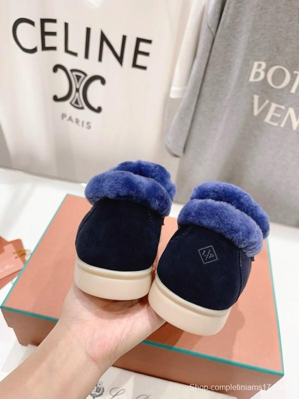 2024 Women LP Blue Suede Shearling Loafers MJ00300