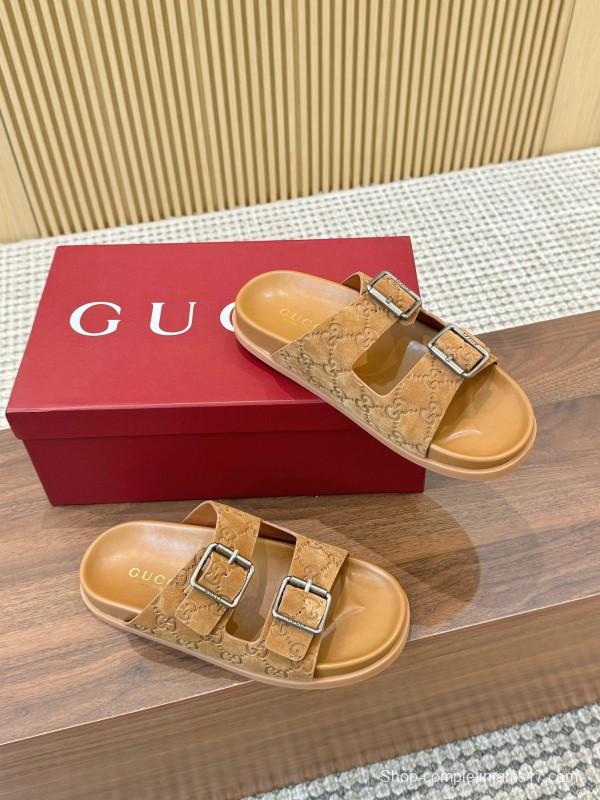 2025 Women Gucci Beige Leather Sandals LY00260