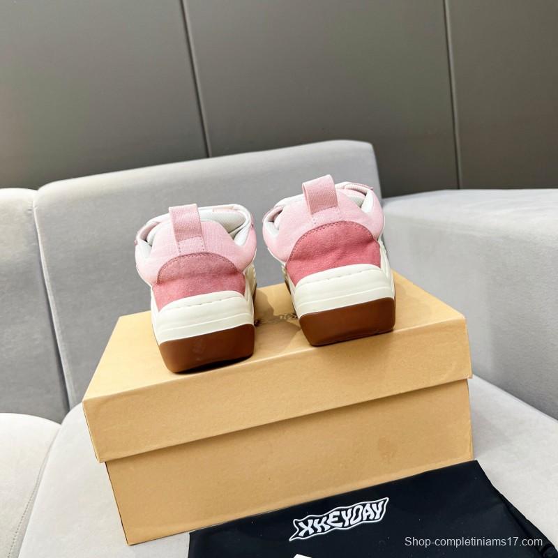 2025 Women HEYDAY Pink White Canvas Wave Sneakers