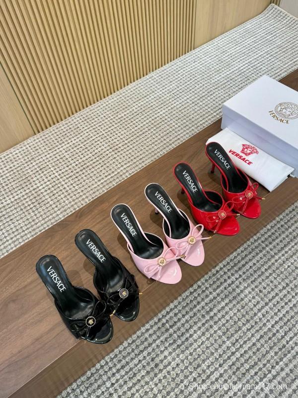 2025 Women VERSACE Red Patent Leather High Heel Bow LY00210