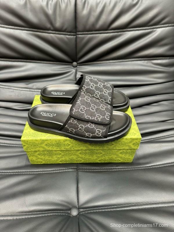 2024 Slippers Gucci Black Fabric Slippers MJ00200