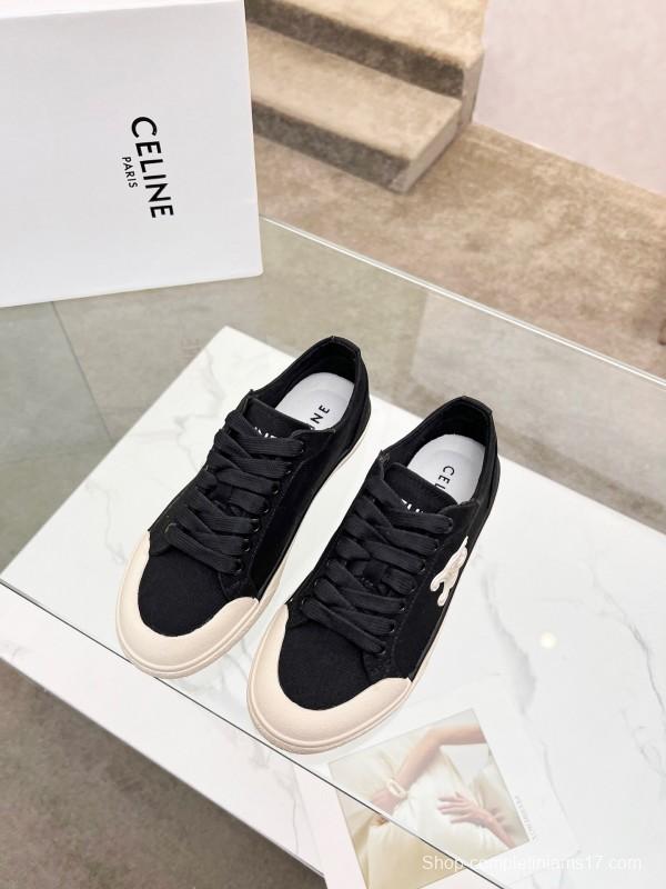 2025 Women Celine Black Canvas Sneakers LY00210
