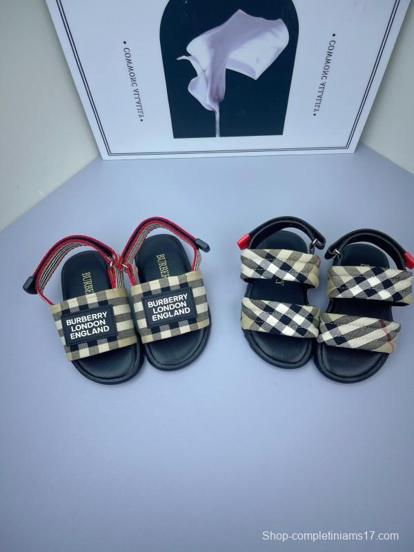 2025 Kids Burberry Beige Black Check Cotton Sandals