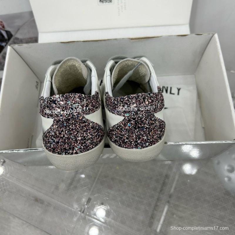 2025 Women GGDB White Black Glitter Leather Sneakers