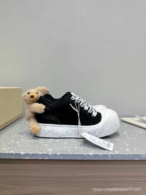 2025 Women 13DE MARZO Black Canvas Small Bear Toy Sneakers KFY00280