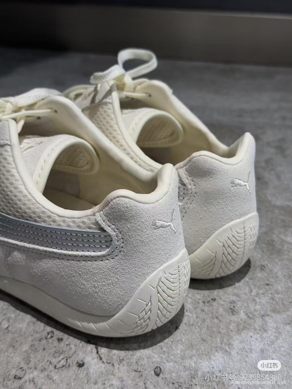 2025 Unisex Puma Milk White Grey Suede Mesh Sneakers SPEEDCAT KFY00260