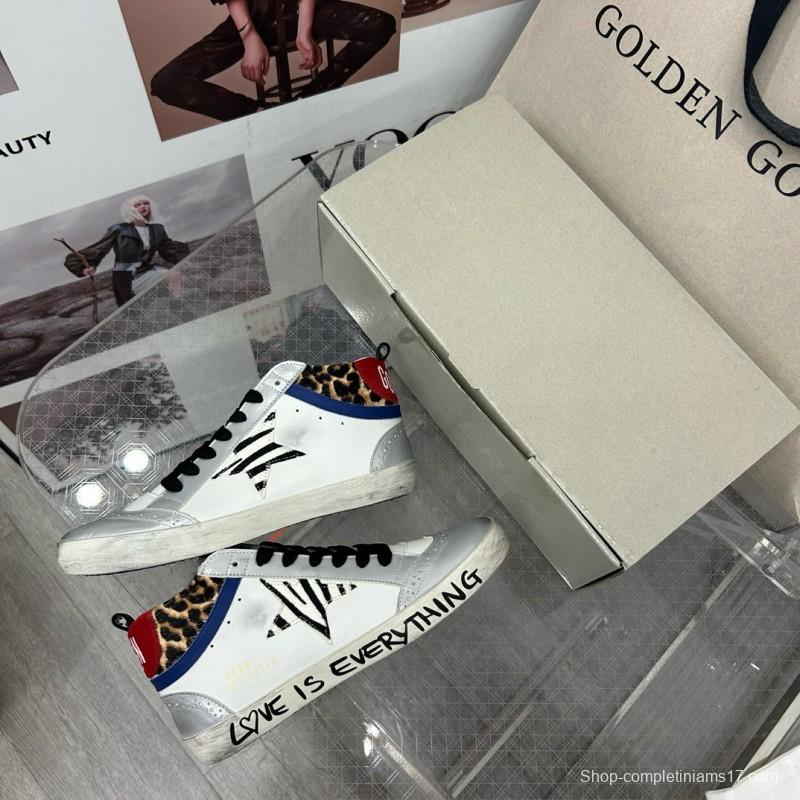 2024 Unisex GGDB White Leopard Blue Leather Suede High-Top Sneakers MJ00300
