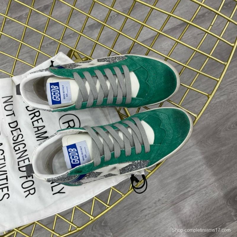 2024 Unisex GGDB Green Silver Glitter Suede High-top Sneakers MJ00300