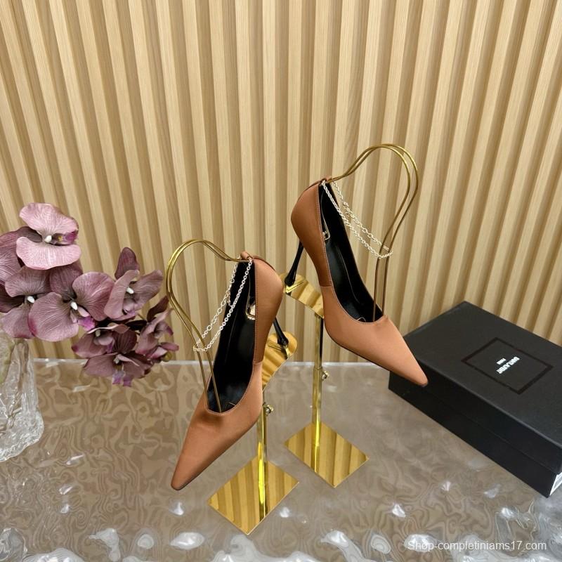 2025 Women Yves Saint Laurent Beige Leather Pointed Toe Pumps MJ00310