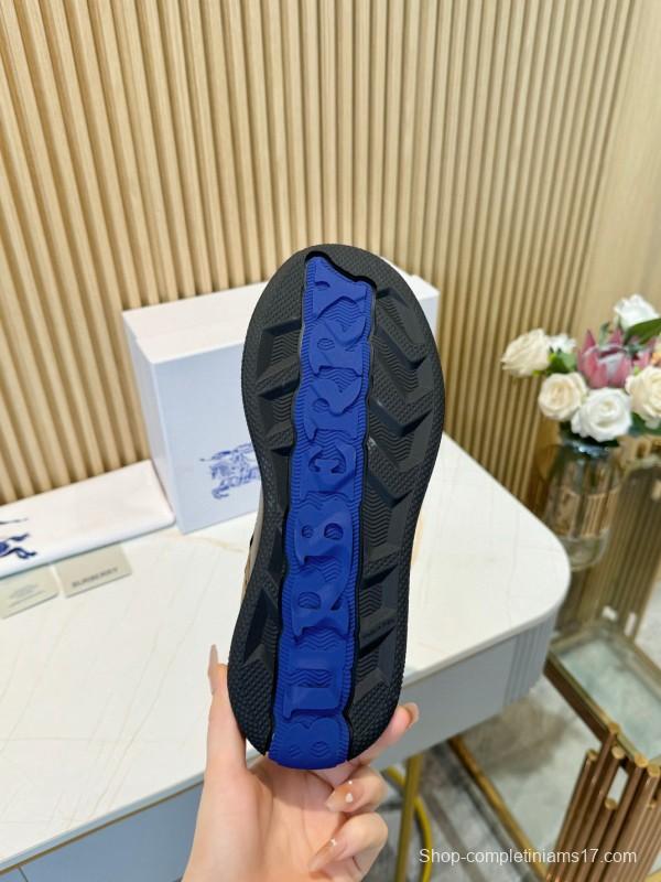 2024 Men Burberry Black Leather Sneakers MJ00320