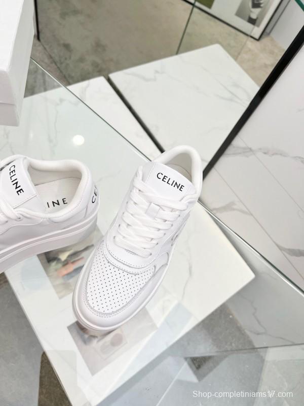 2025 Women CELINE White Leather Sneakers