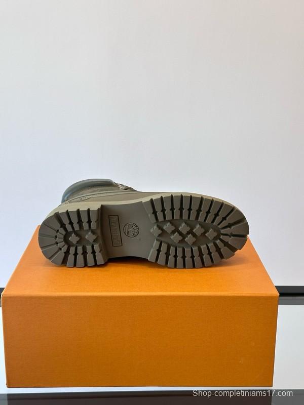 2024 Men Louis Vuitton Brown Rubber Leather Combat Boots MJ00390